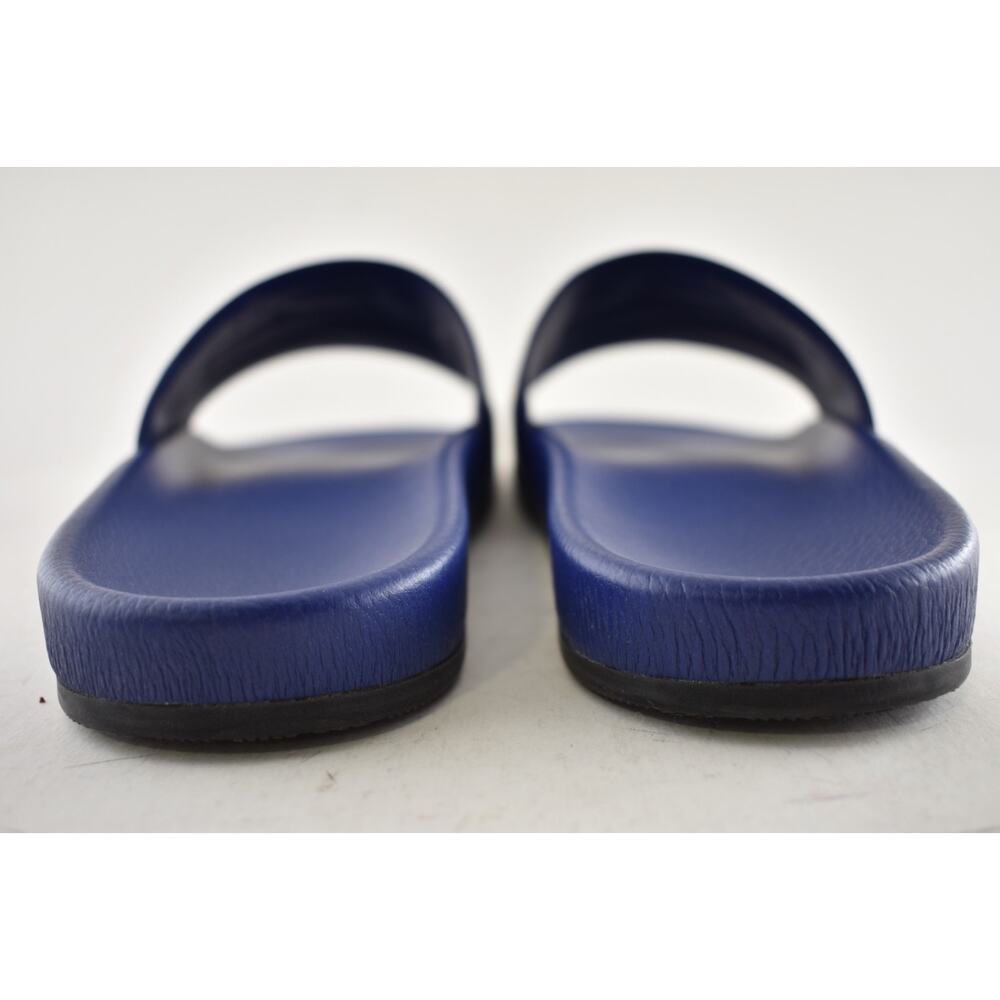 Balenciaga Blue Leather Campaign Logo Slide Pool Sandal Flip Flop Flat 44 11 - Picture 14 of 15